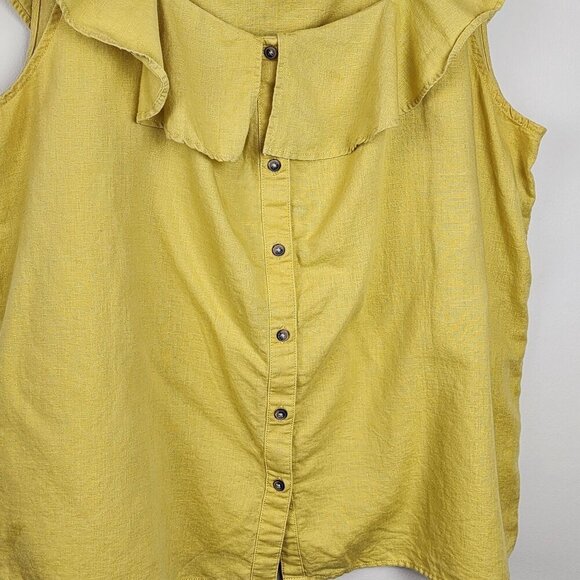 M&S Marks and Spencer linen blend summer top US sz 14 women yellow - Picture 4 of 12
